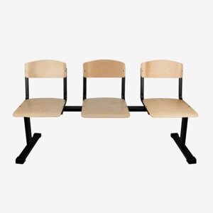 Секция стульев 3-х местная на раме (сидения, спинки - фанера) для раздевалок, зон ожидания