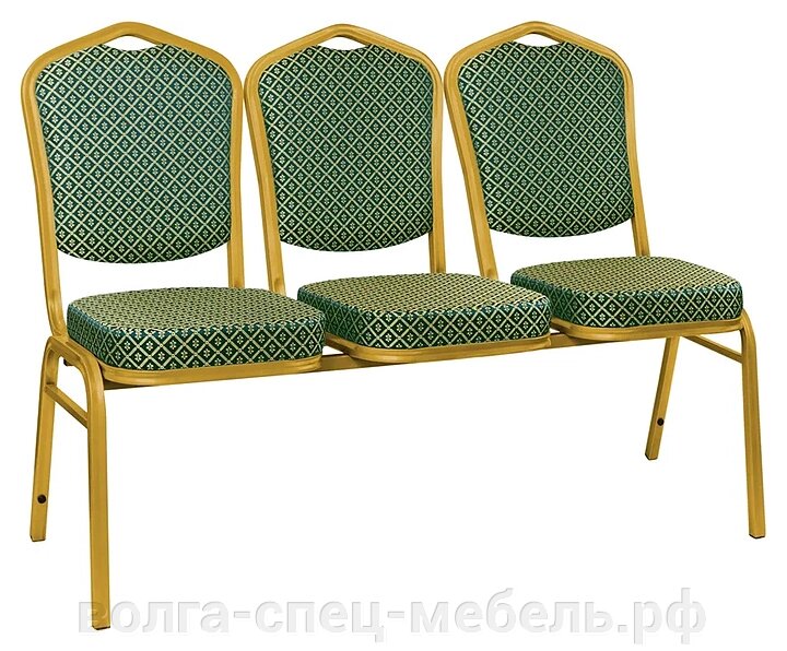 Секция стульев банкетных 3-х местная. 130см. от компании Волга-Спец-Мебель - фото 1