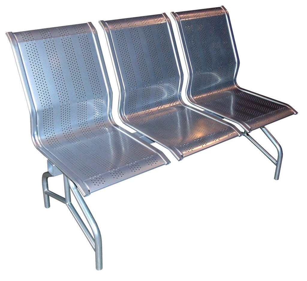 Секция стульев из перфорированного металла Круиз для раздевалок и зон ожидания от компании Волга-Спец-Мебель - фото 1