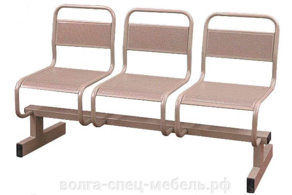 Секция стульев из перфорированного металла Вояж 3,4,5-х местная \сварная\ для раздевалок и зон ожидания от компании Волга-Спец-Мебель - фото 1