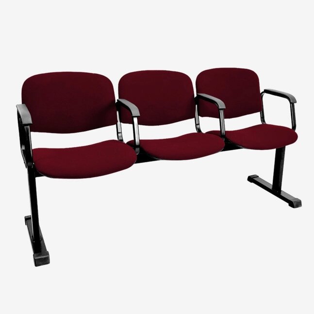 Секция стульев ИЗО на раме 3-х местная с подлокотниками с мягкой накладкой \159см.\ от компании Волга-Спец-Мебель - фото 1
