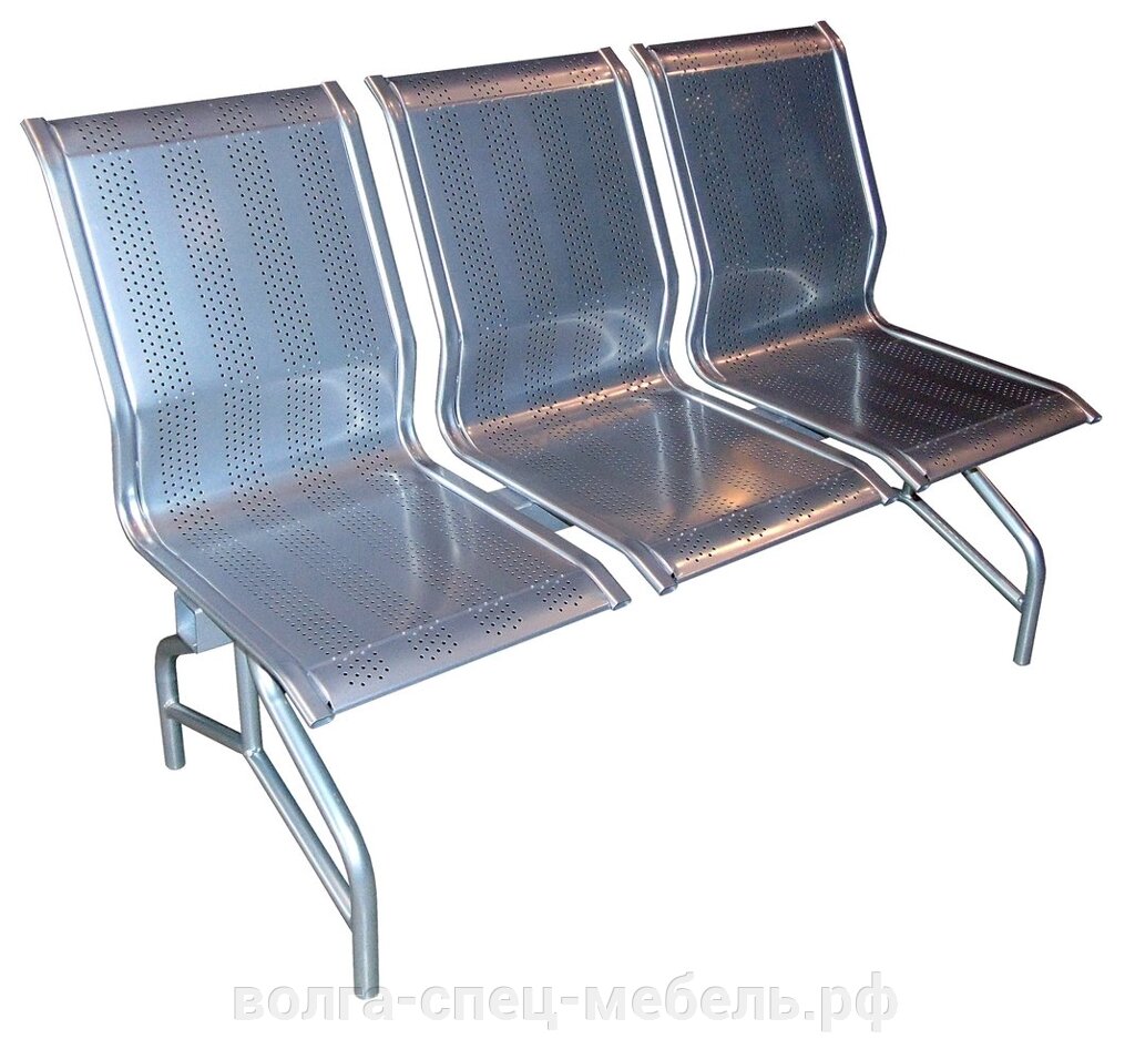 Секция стульев Круиз из перфорированного металла  для раздевалок и зон ожидания от компании Волга-Спец-Мебель - фото 1