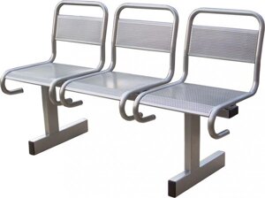 Секция стульев \разборная\ из перфорированного металла Вояж 3-х местная для раздевалок и зон ожидания