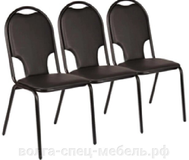 Секция стульев Стандарт+ трёхместная  с высокой спинкой  (длина 130см.) от компании Волга-Спец-Мебель - фото 1
