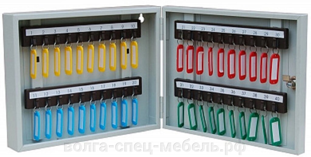 Шкаф для ключей (ключница) металл. КЛ-40 с брелоками (ключница)   35х27см от компании Волга-Спец-Мебель - фото 1