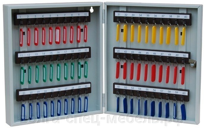 Шкаф для ключей (ключница) металл. КЛ-60 с брелоками. 35х40см. от компании Волга-Спец-Мебель - фото 1