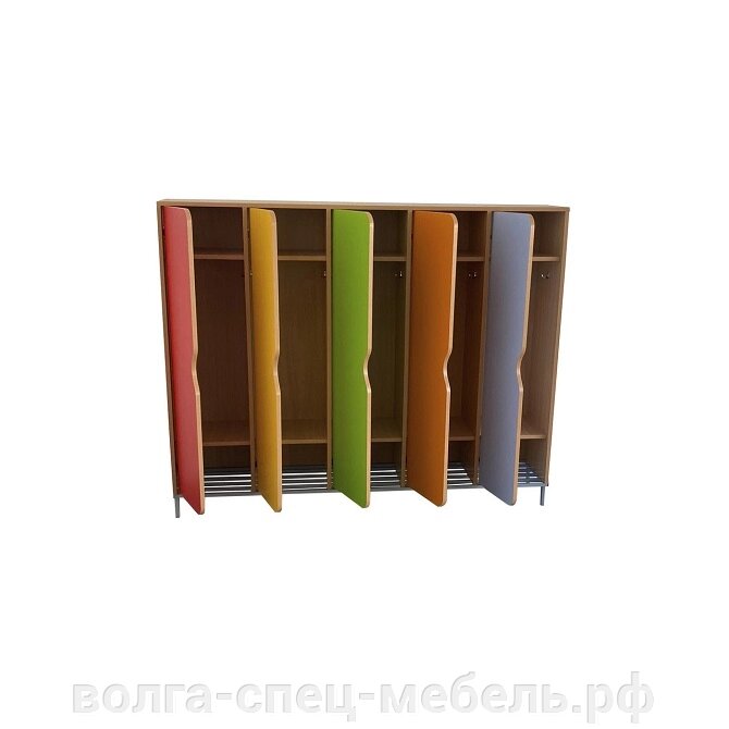 Шкаф для одежды на металлическом каркасе 3-х секционный. для детских садов. цветной фасад от компании Волга-Спец-Мебель - фото 1