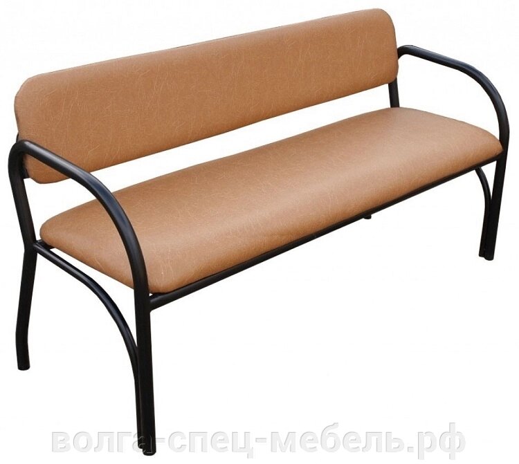 Скамейка со спинкой и  подлокотниками для посетителей, зон ожидания. длина 120см. ,150см. от компании Волга-Спец-Мебель - фото 1