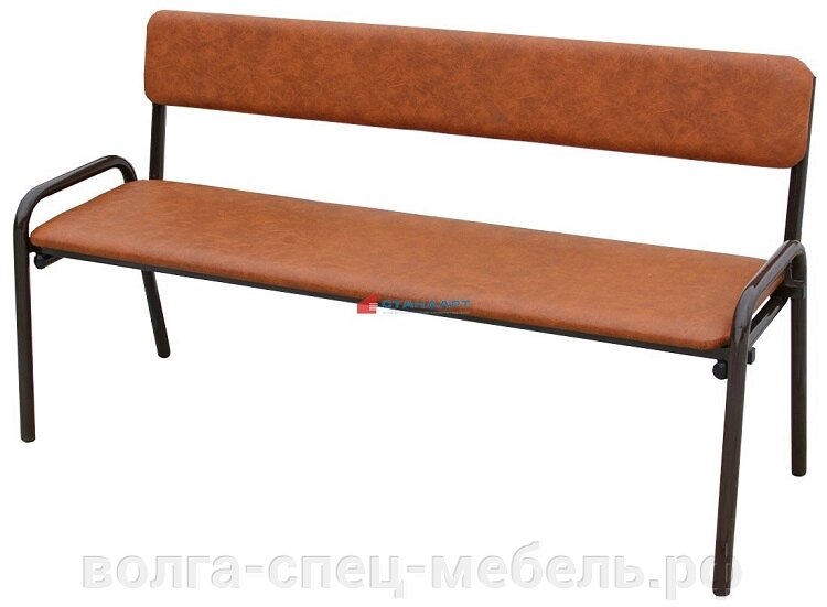Скамейка со спинкой мягкая для посетителей в зону ожидания, гардероб, раздевалку 120\150см. от компании Волга-Спец-Мебель - фото 1