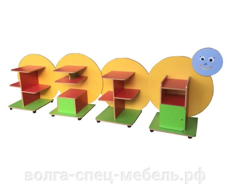 Стеллаж для детского сада модульный Гусеница от компании Волга-Спец-Мебель - фото 1