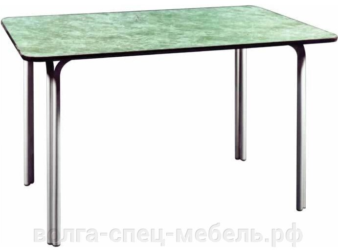 Стол обеденный для кафе, столовой на каркасе из четырех П-образных ножек 130*85см. столешница с пластиком от компании Волга-Спец-Мебель - фото 1