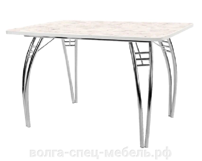 Стол обеденный для кафе, столовой на подстолье Паук 1100х700мм.  хром. каркас от компании Волга-Спец-Мебель - фото 1