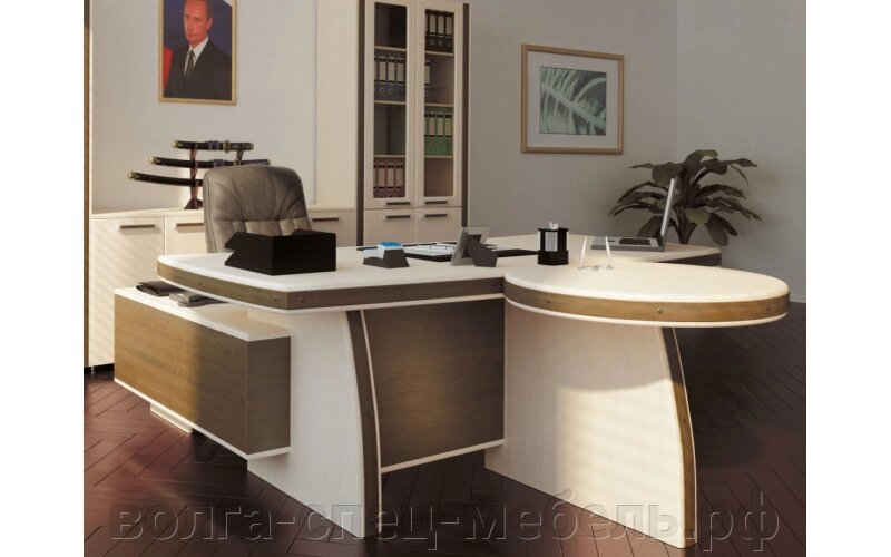 Стол руководителя топ 70мм., + Шкаф, Тумба, Стол для заседаний в кабинет . от компании Волга-Спец-Мебель - фото 1
