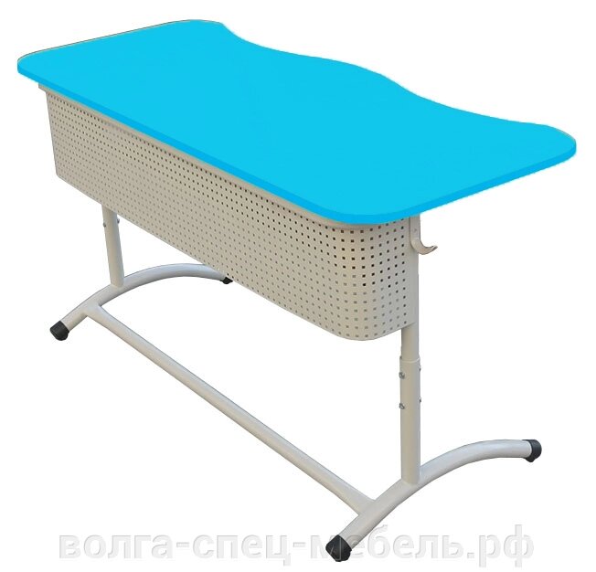 Стол ученический \парта\ двухместный с перфорированным экраном, цветной эргономичной столешницей из МДФ от компании Волга-Спец-Мебель - фото 1