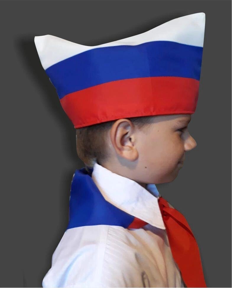 Комплект галстук и пилотка российского флага триколор - акции