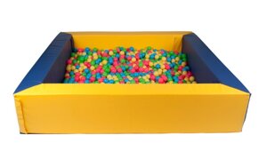 Квадратный сухой бассейн (150х150х40х15) 6 вариантов расцветки: желтый, зеленый, красный, оранжевый, синий, красный-си