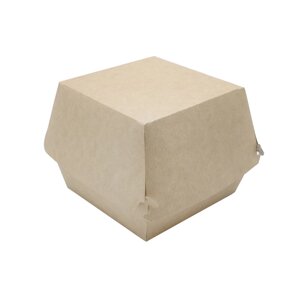 Бургер бокс одноразовый квадратный бумажный крафт 1900мл, 130x130x110мм (200шт/кор)