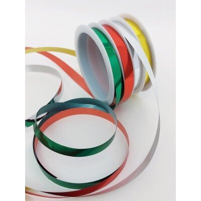 Декоративные подарочные ленты на шпуле 4шт 10мм*3м, зеленый, красный, серебро, золото