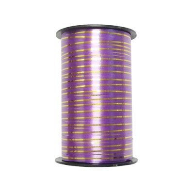 Лента подарочная с золотой полосой фиолетовая, 5мм/250м