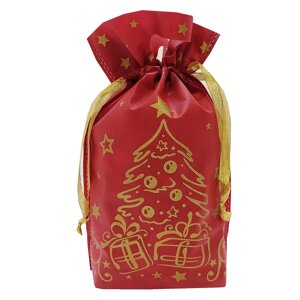 Новогодний подарочный мешок "елочка золото на красном", 1300 г,