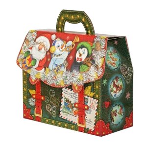 Новогодняя упаковка Новогодний портфель, 1600-1800 гр, картонная подарочная коробка