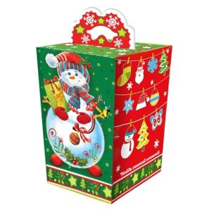 Новогодняя упаковка Снеговики, 700 г, картонная подарочная коробка
