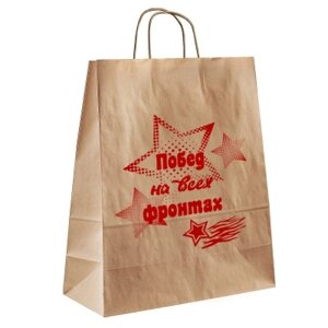 Пакет крафт Побед на всех фронтах с плоской ручкой, XL