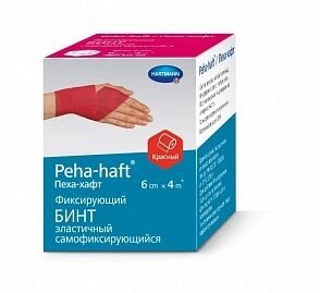 PEHA-HAFT: самофиксирующийся бинт 4 м х 6 см, красный (не содержит латекс) от компании ООО Лидер - фото 1