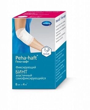 PEHA-HAFT: самофиксирующийся бинт 4 м х 8 см, белый (не содержит латекс) от компании ООО Лидер - фото 1