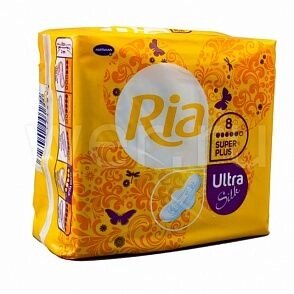 RIA Ultra Silk Sanitary Towels, 8 шт., жен. гигиен. прокл., Ультра Супер Плюс