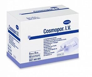 COSMOPOR I. V. - Самокл. повязки для фиксации катетеров: 8 х 6 см; 50 шт.