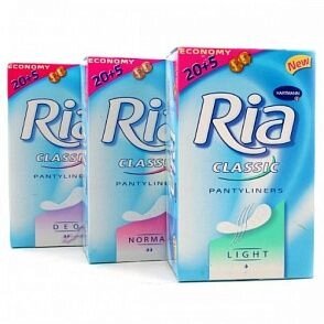 Ria Slip Classic Sanitory Towels, жен. ежеднев. прокладки 25 шт, Нормал