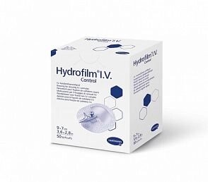 Hydrofilm IV control - Самокл. повязки для фиксации катетеров 2хкомпонентные 9 x 7 cм, 50шт