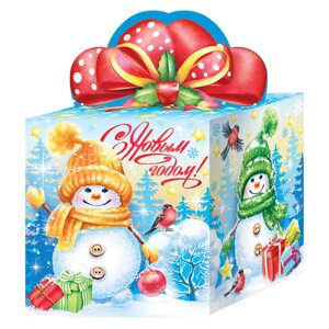Подарочная упаковка из картона "снеговички", 300 гр