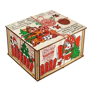 Посылка от Деда Мороза СИМВОЛ, 500 г, УД0401 (2022 год тигра) деревянная новогодняя упаковка