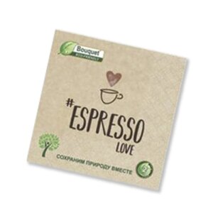 Салфетки бумажные 33х33, 25 шт, 2 сл, Крафт Espresso love