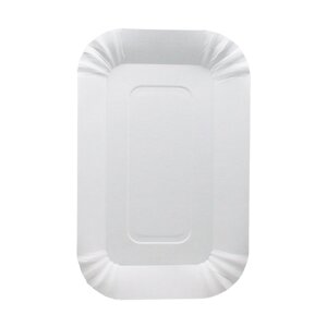 Тарелка десертная прямоугольная одноразовая белая/крафт бумажная плоская мелованная 170х110х10 мм (2000шт/кор)