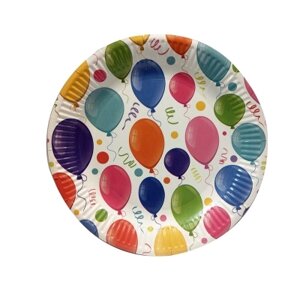 Тарелки бумажные Воздушные шарики белые, 23 см