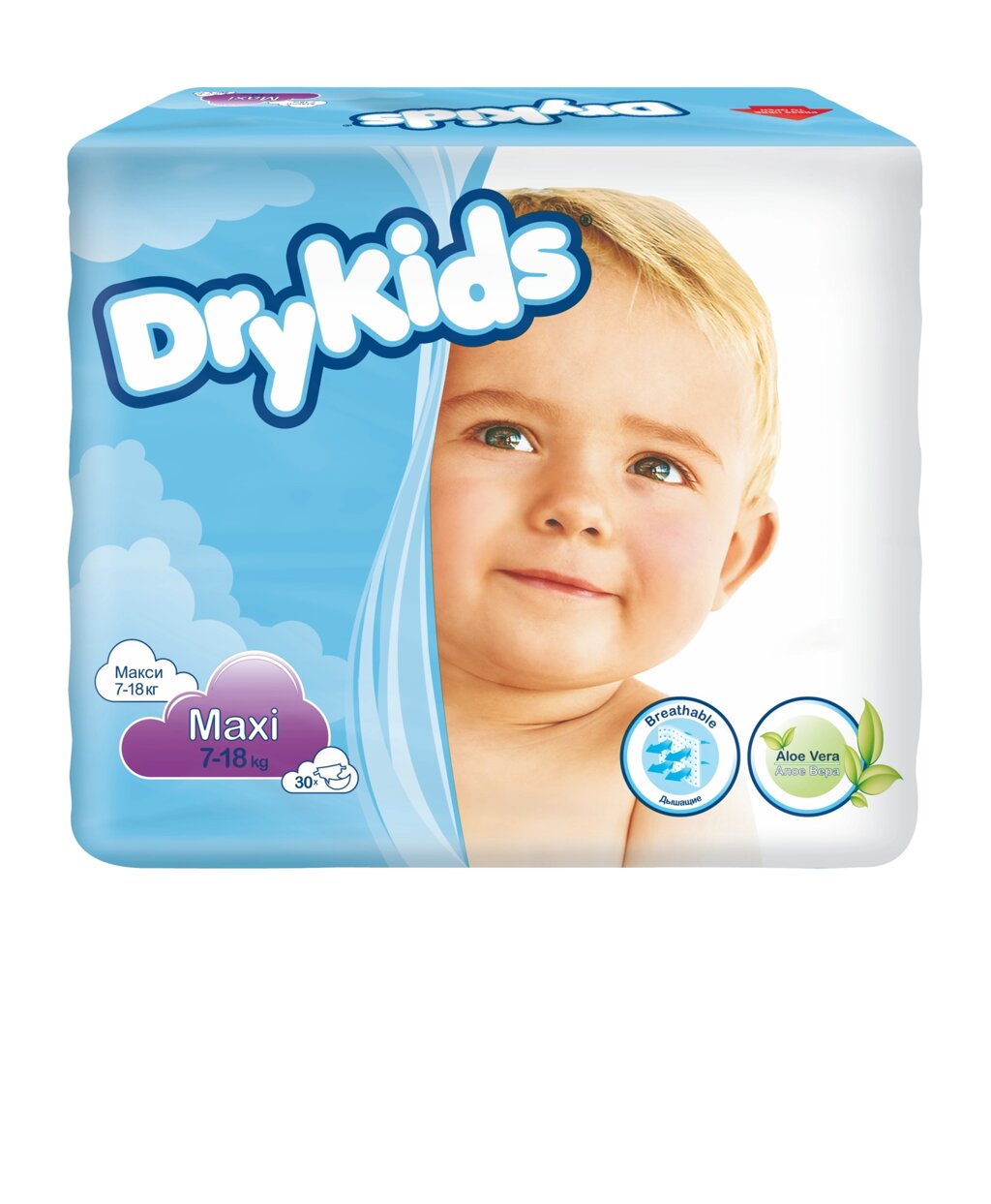 Детские подгузники Dry Kids Maxi (7-18 кг) №30 от компании INVAMARKET Товары для инвалидов и средства реабилитации - фото 1