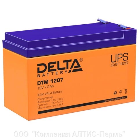 Аккумуляторная батарея для ИБП любых торговых марок, 12 В, 7,2 Ач, 151х65х94 мм, DELTA, DTM 1207 от компании ООО  "Компания АЛТИС-Пермь" - фото 1