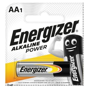 Батарейка ENERGIZER Alkaline Power, AA (LR06, 15А), алкалиновая, пальчиковая, 1 шт., в блистере (отрывной блок)