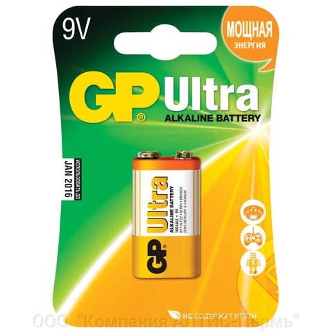 Батарейка GP Ultra, Крона (6LR61, 6LF22, 1604A), алкалиновая, 1 шт., в блистере, 1604AU-5CR1 от компании ООО  "Компания АЛТИС-Пермь" - фото 1