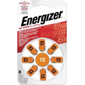 Батарейки для слуховых аппаратов КОМПЛЕКТ 8 шт., ENERGIZER Zinc Air 13, блистер