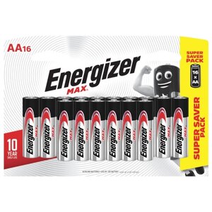 Батарейки комплект 16 шт., energizer max, AA (LR06,15а), алкалиновые, пальчиковые