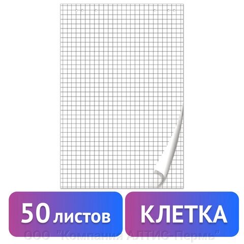 Блокнот для флипчарта ПЛОТНЫЙ 80 г/м2, BRAUBERG, 50 листов, КЛЕТКА, 67,5х98 см, 128647 от компании ООО  "Компания АЛТИС-Пермь" - фото 1