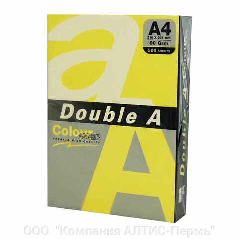 Бумага цветная DOUBLE A, А4, 80 г/м2, 500 л., интенсив, желтая от компании ООО  "Компания АЛТИС-Пермь" - фото 1