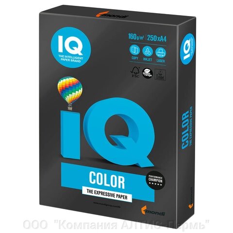 Бумага цветная IQ color, А4, 160 г/м2, 250 л., интенсив, черная, В100 от компании ООО  "Компания АЛТИС-Пермь" - фото 1