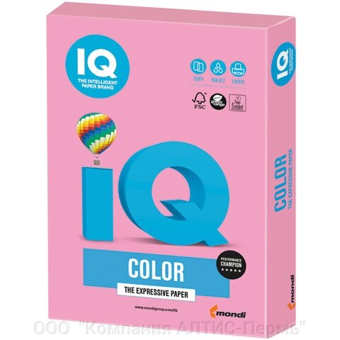 Бумага цветная IQ color, А4, 160 г/м2, 250 л., пастель, розовая, PI25 от компании ООО  "Компания АЛТИС-Пермь" - фото 1