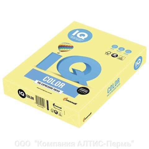 Бумага цветная IQ color, А4, 160 г/м2, 250 л., тренд, лимонно-желтая, ZG34 от компании ООО  "Компания АЛТИС-Пермь" - фото 1