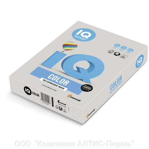 Бумага цветная IQ color, А4, 160 г/м2, 250 л., тренд, серая, GR21 от компании ООО  "Компания АЛТИС-Пермь" - фото 1